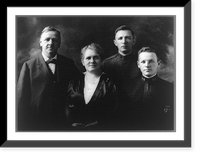 Josephus Daniels, half-length portrait, standing, facing front, with his wife Addie Bagley Daniels and their two sons, Antique Poster