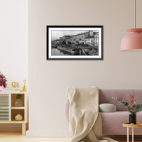 Wood being loaded on wagons from canal boats on the Neva river, St. Petersburg, Russia Classic, Antique Poster
