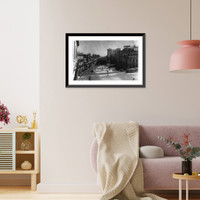 Historic Framed Print, The Famous Prado promenade, with colonial Morro Castle in background, Havana, Cuba,  17-7/8" x 21-7/8"