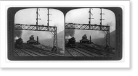Two track levels of P.R.R. on the horseshoe curve, train rounding curve in distance 1 mile away, 100 ft. higher, Pa., U.S.A, Vintage Wall Art