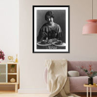 Woman holding tea bag above cup. Advertisement for Max Mayer Co, Historic Print