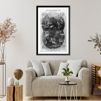 Historic Framed Print, Union soldiers in Andersonville prison.The rebel leader, Jeff Davis, at Fortress Monroe,  17-7/8" x 21-7/8"