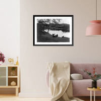 Historic Framed Print, [Adirondack Mountains, N.Y.]: Raquette River below Long Lake,  17-7/8" x 21-7/8"