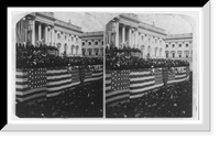 Historic Framed Print, [Chief Justice Morrison R. Waite administering the oath of office to Rutherford B. Hayes on a flag-draped inaugural stand on the east portico of the U.S. Capitol],  17-7/8" x 21-7/8"