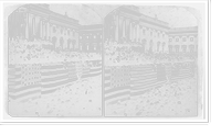 Historic Framed Print, [Chief Justice Morrison R. Waite administering the oath of office to Rutherford B. Hayes on a flag-draped inaugural stand on the east portico of the U.S. Capitol],  17-7/8" x 21-7/8"