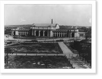 Historic Framed Print, [Union Station, Wash., D.C.: view from hill, with streetcars in front],  17-7/8" x 21-7/8"