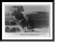 Link in Japan's oil supply is broken as R.A.F. Beaufighters bomb bridge carrying pipe line from Yenangyaung oilfields Burma, Historic Print