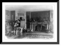 Room with fireplace and oriental furnishings in home of Albert and Adele Herter, East Hampton, Long Island, New York Classic, Vintage Print