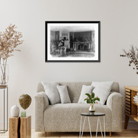 Room with fireplace and oriental furnishings in home of Albert and Adele Herter, East Hampton, Long Island, New York Classic, Vintage Print