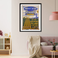 Historic Framed Print, A safe place to land is on those choice lots, Oakland Place, Catlettsburg, Ky. Prosperity Meteor operated by Bowman Realty Co., Huntington, W. Va.,  17-7/8" x 21-7/8"