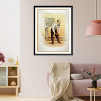Interstate Bowling League poster. One man keeping score, one man bowling, Antique Print