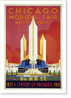 Historic Framed Print, Chicago world's fair. A century of progress, 1833-1933.Weimer Pursell.,  17-7/8" x 21-7/8"