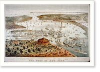 The Port of New York. Birds eye view from the Battery, looking south - 2, Antique Poster