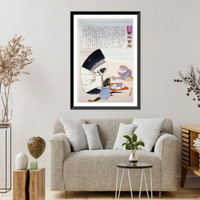 A whale and three fish sitting down to a formal dinner of Russian sailors, Vintage Print