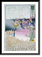 Humorous picture showing Chinese religious practices (Raijin, the Japanese God of Thunder, ranting to a crowd of Chinese Buddhist worshippers), Vintage Wall Art