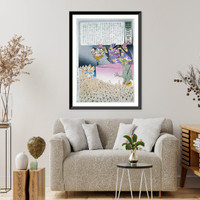 Humorous picture showing Chinese religious practices (Raijin, the Japanese God of Thunder, ranting to a crowd of Chinese Buddhist worshippers), Vintage Wall Art
