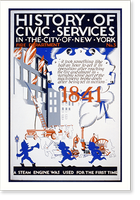 History of civic services in the city of New York Fire Department No. 3 : A steam engine was used for the first time, Vintage Wall Art