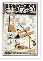 History of civic services in the city of New York Water supply No. 1 : The first public well was dug opposite the fort. Classic, Vintage Wall Art