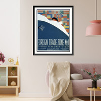 Antique Scenic Print - New York City - Foreign trade zone no, 1937