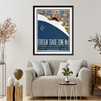 Antique Scenic Print - New York City - Foreign trade zone no, 1937