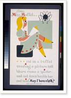 Little Miss Muffet. reading a picture book..Gregg, Vintage Poster