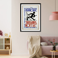 Historic Framed Print, Art & Mrs. Bottle" WPA Federal Theatre Playhouse,  Tulane & S. Miro Arpil 26 to May 7.",  17-7/8" x 21-7/8"