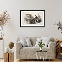 2 boys in library, with one seated at table with book - 2, Vintage Print