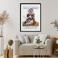 Historic Framed Print, All for one and one for all! Vive la France! Allied tribute to France: July 14 at 5 pm.,  17-7/8" x 21-7/8"