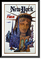 Historic Framed Print, New York - Fly TWA,  17-7/8" x 21-7/8"