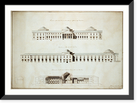 Historic Framed Print, [Asylum and hospital (Marine Asylum & Hospital"),  Washington,  D.C. North & west elevations,  west wing section]" - 3,  17-7/8" x 21-7/8"