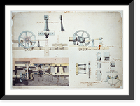 Steam engine, Washington Navy Yard, Washington, D.C. Plan of the forge tilt-hammer - 2, Vintage Poster