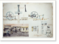Steam engine, Washington Navy Yard, Washington, D.C. Plan of the forge tilt-hammer - 2, Vintage Poster