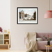 Historic Framed Print, Vu&euml; de Boston. Prospect des plazes vor dem rath house zu Boston Vu&euml; de la rue et de la maison de ville a Boston.grav&eacute; par Francois Xav. Habermann. - 2,  17-7/8" x 21-7/8"
