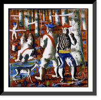 Historic Framed Print, [Preparatory drawing for Entry into the forest" mural,  Hispanic Division,  Library of Congress].Portinari." - 2,  17-7/8" x 21-7/8"