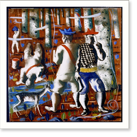 Historic Framed Print, [Preparatory drawing for Entry into the forest" mural,  Hispanic Division,  Library of Congress].Portinari." - 2,  17-7/8" x 21-7/8"