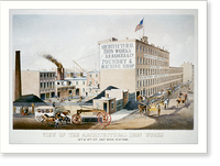 View of the architectural iron works 13th & 14th East River, New York, Antique Wall Art