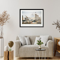 View of the architectural iron works 13th & 14th East River, New York, Antique Wall Art