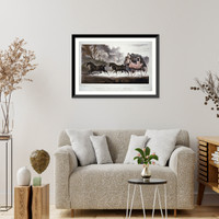 Historic Framed Print, Phoenix Line, safety coaches".M. Swett,  invt. et del. ; lith. of Endicott & Swett,  N.Y." - 2,  17-7/8" x 21-7/8"