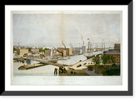View of Rush St. bridge & c. from Nortons Block River St. E. Whitefield's views of Chicago.from nature by E. Whitefield ; lith. & printed by Chas. Shober, Chicago. Classic, Antique Poster