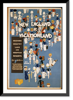 New England is vacationland, Seashore Country lake and mountain resorts.John Held. - 2, Antique Wall Art