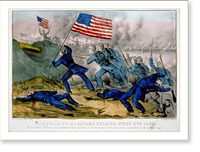 Historic Framed Print, Capture of Roanoke Island, Feby. 8th 1862: By the federal forces, under Command of Genl. Ambrose E. Burnside, and gunboats under Commodore L.M. Goldsborough - 2,  17-7/8" x 21-7/8"