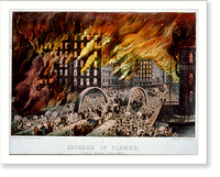Historic Framed Print, Chicago in flames: Scene at Randolph Street Bridge - 3,  17-7/8" x 21-7/8"