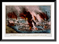Com. Farragut's fleet, passing the forts on the Mississippi, April 24th 1862 The U.S. Frigate Mississippi destroying the rebel ram Manassas. - 2, Historic Print