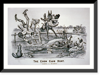 Historic Framed Print, The coon club hunt. Taking a header"",  17-7/8" x 21-7/8"
