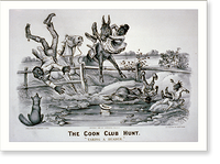 Historic Framed Print, The coon club hunt. Taking a header"",  17-7/8" x 21-7/8"