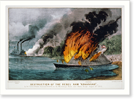 Destruction of the rebel ram Arkansas": By the United State gunboat "Essex, on the Mississippi River, near Baton Rouge, August 4th 1862, Historic Print