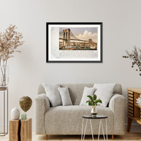 Historic Framed Print, The great East River suspension bridge: connecting the cities of New York and Brooklyn From New York, looking south-east. - 2,  17-7/8" x 21-7/8" Historic Framed Print, The great East River suspension bridge: connecting the cities of New York and Brooklyn From New York, looking south-east. - 2,  17-7/8" x 21-7/8"