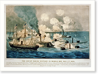 Historic Framed Print, Great naval victory in Mobile Bay, Aug. 5th 1864 - 2,  17-7/8" x 21-7/8"