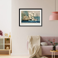 Historic Framed Print, Great naval victory in Mobile Bay, Aug. 5th 1864 - 2,  17-7/8" x 21-7/8"