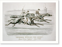 Iroquois winning the derby: Epsom Downs, England. June 1st 1881 Classic, Antique Poster